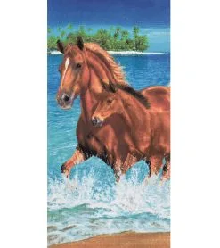 Dohler USA Dohler Horses In Water Beach Towel 30" X 60"