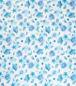 Dohler USA Dohler Design Sea Shells Blue Sand Free Beach Mat 79" X 79"